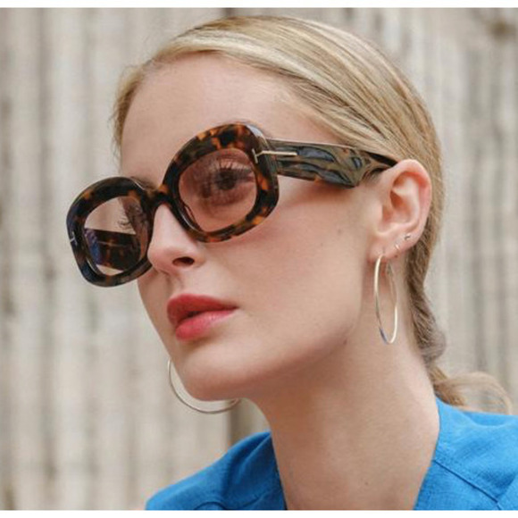 NWT Tom Ford FT1219 Dark Havana Oval 53mm Sunglasses main image 6